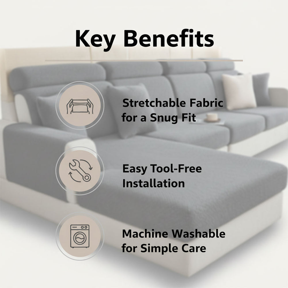Sectional Sofa Cover - Stretchable Fabric - Installation Instructions Included