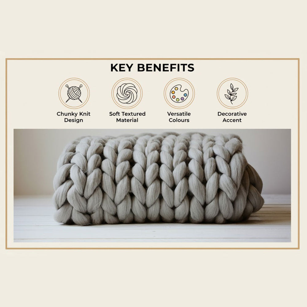 Chunky Knit Blanket - Soft Material - Decorative Design