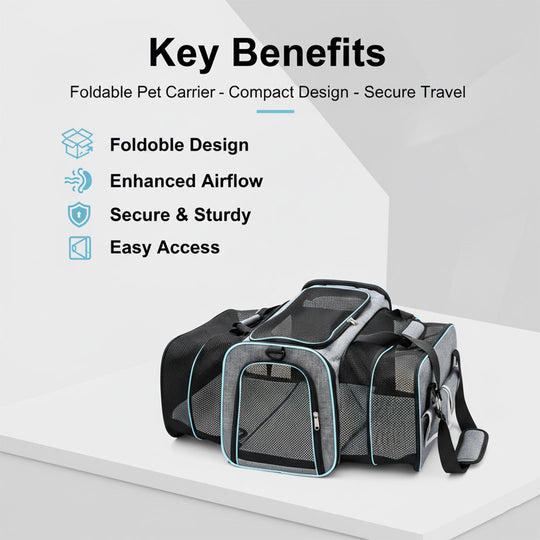 Foldable Pet Carrier - Compact Design - Secure Travel
