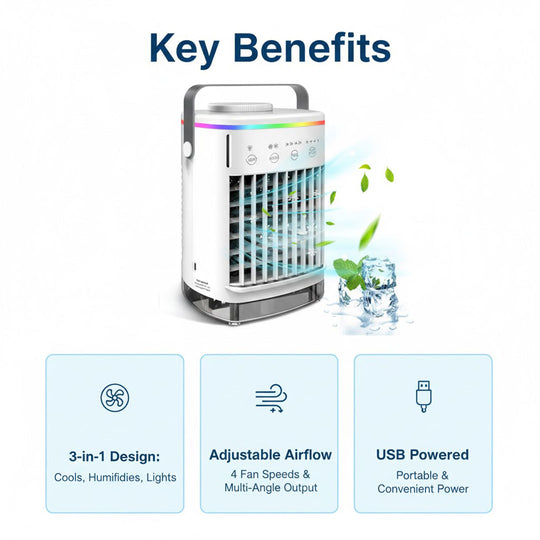 Mini Air Cooler - Portable Humidifier - LED Function