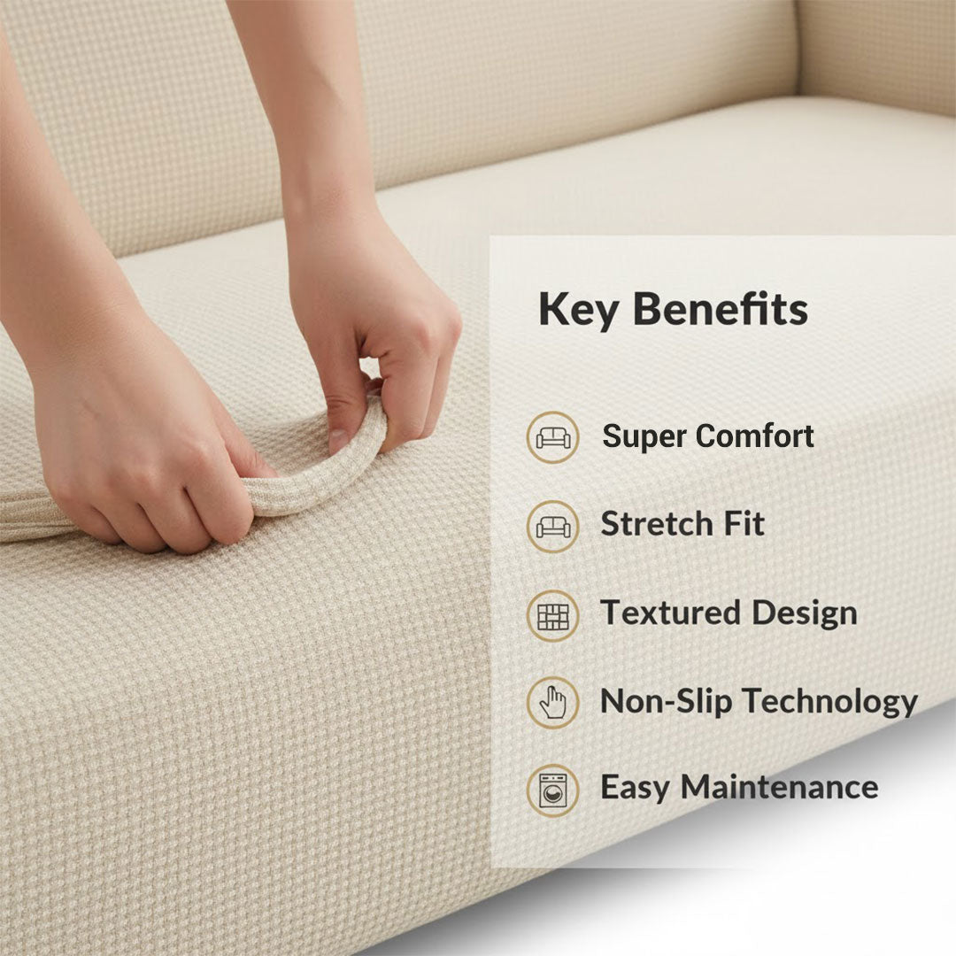 Textured Sofa Cover - Stretch Fit - Non-Slip Protection
