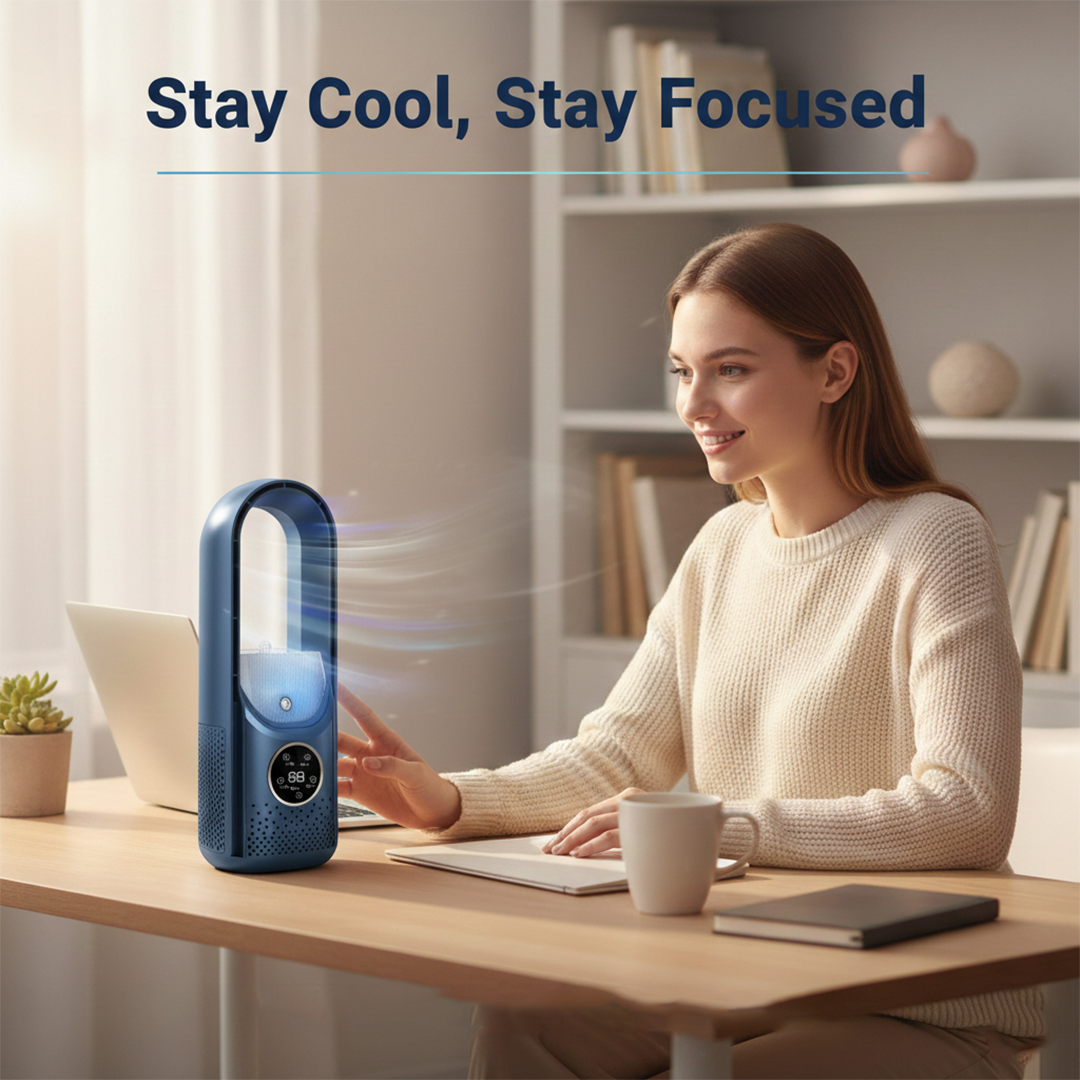 Bladeless Cooling Fan - Portable USB - Desktop Design