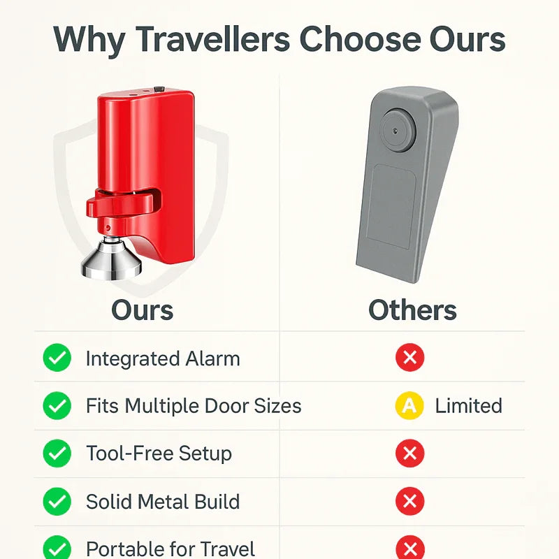 Portable Door Lock - Alarm Feature - Travel Use