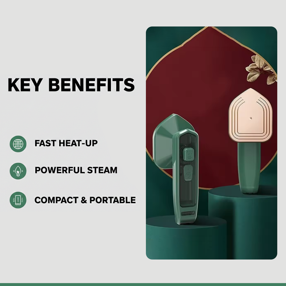 Portable Steam Iron - Compact Design - Travel Friendly