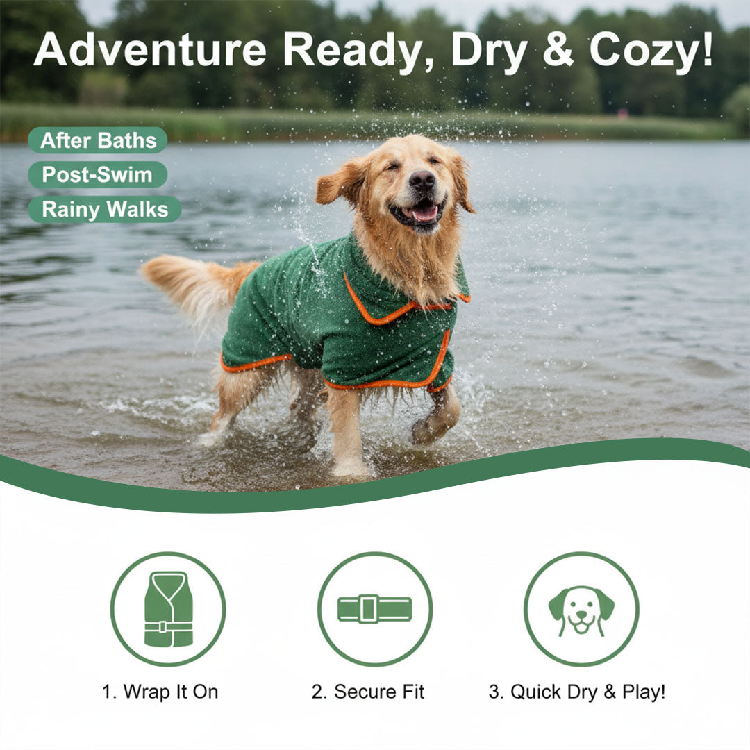 Dog Bathrobe - Quick-Drying - Adjustable Fit
