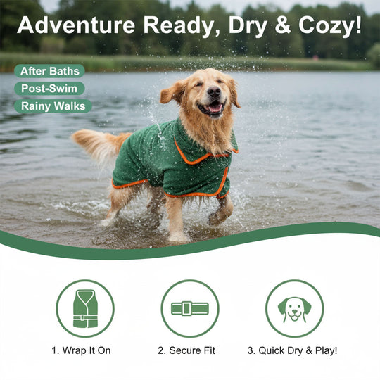 Dog Bathrobe - Quick-Drying - Adjustable Fit