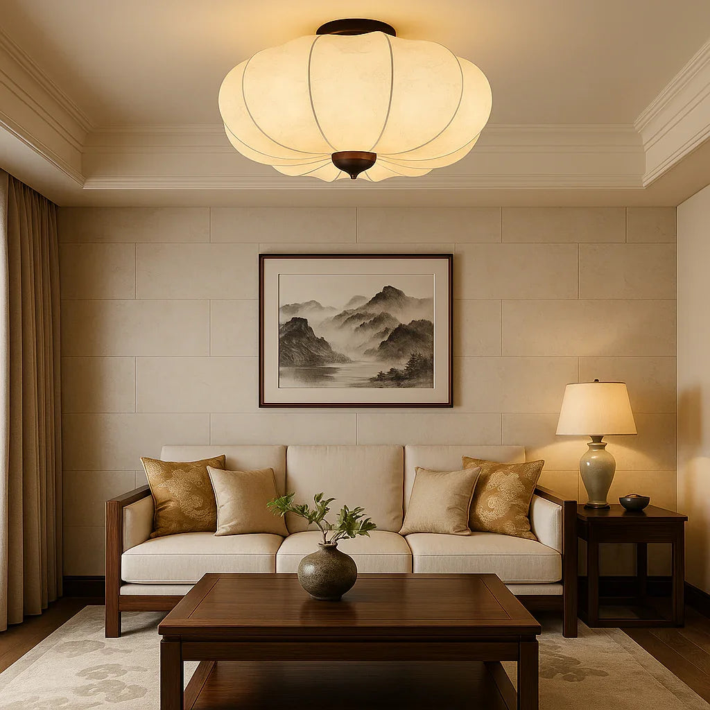 Ceiling Light - Silk Shade - Modern Design - Luvonic