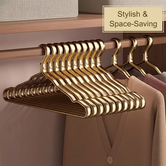 Anti-Slip Clothes Hangers - Velvet Coating - Gold and Silver Finish
