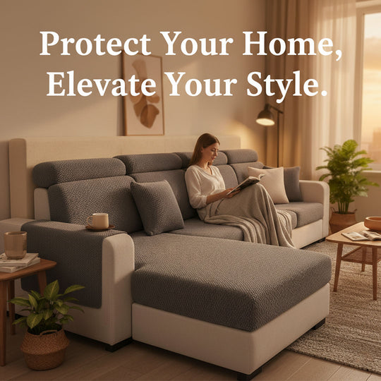 Sectional Sofa Cover - Stretchable Fabric - Installation Instructions Included