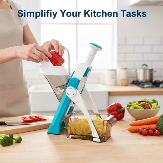 Vegetable Slicer - Interchangeable Blades - Safety Design