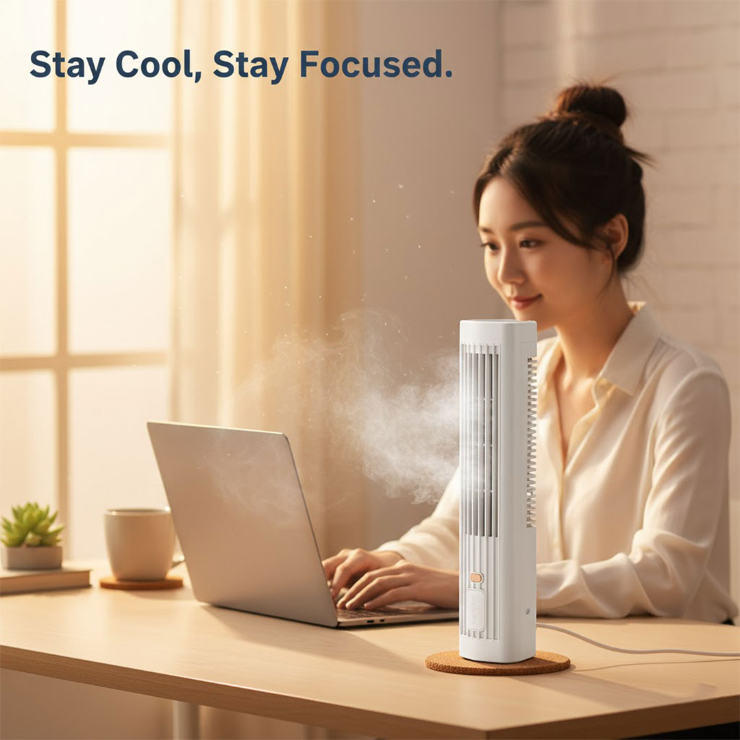 Portable Tower Fan - USB Rechargeable - Bladeless Design