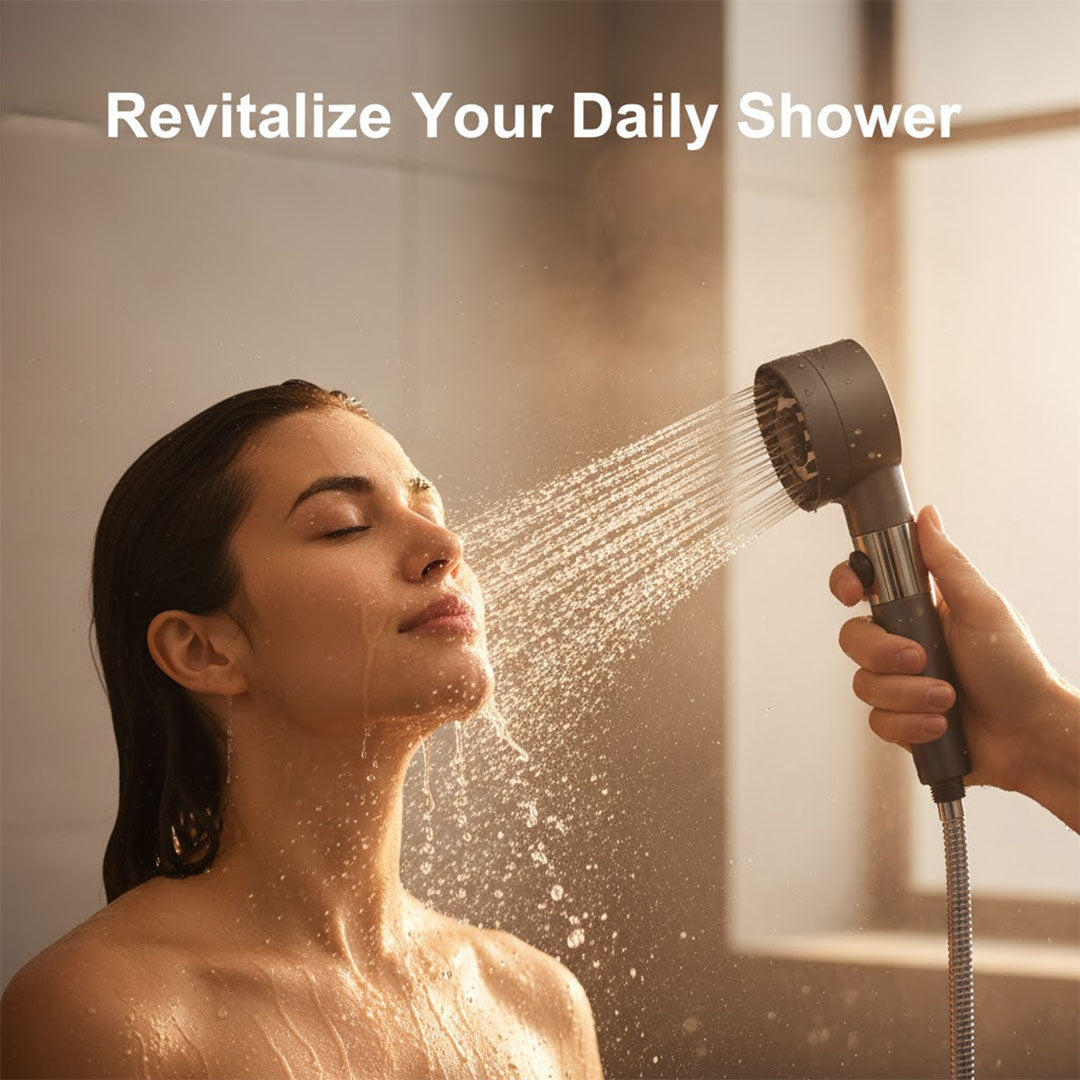 High-Pressure Showerhead - Filtration System - Water-Saving Design