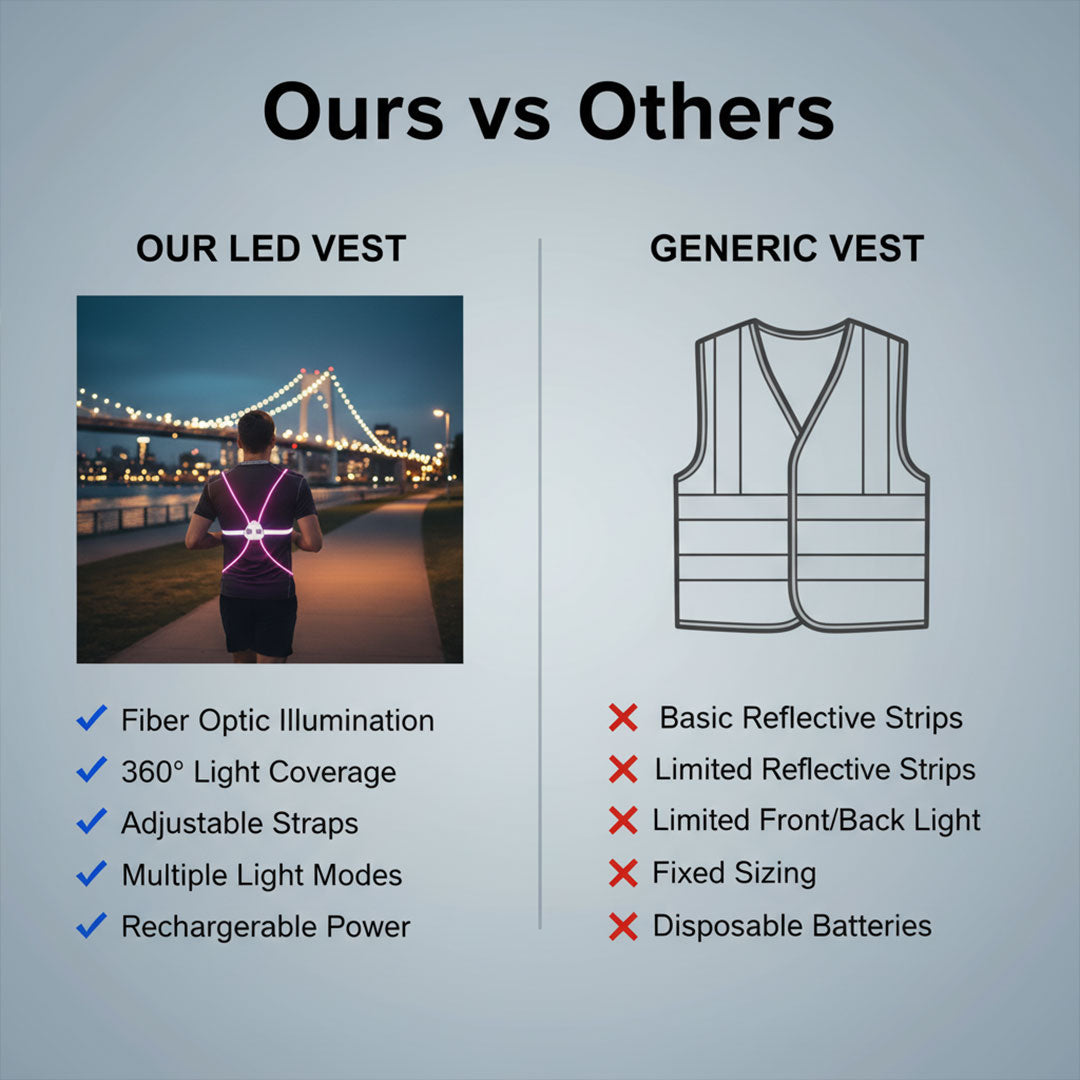 LED Safety Vest - Reflective Light - Adjustable Strap