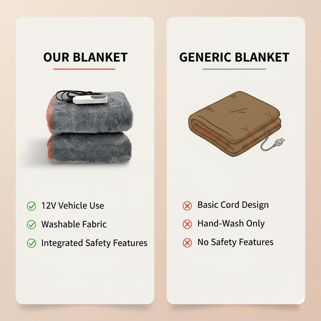 Electric Car Blanket - Portable Design - Travel Use