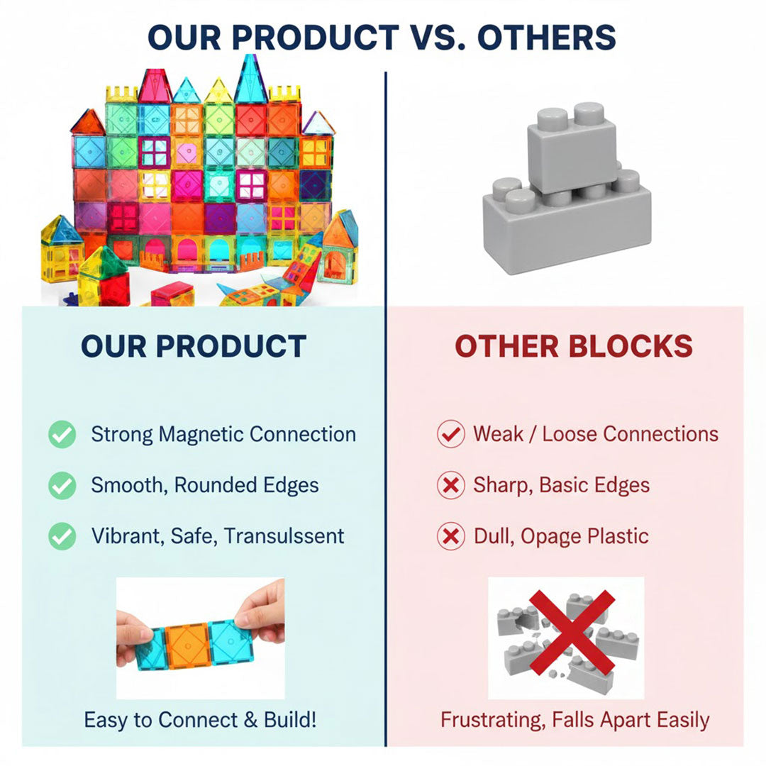 Magnetic Building Blocks - Kids Montessori - 60 Pieces
