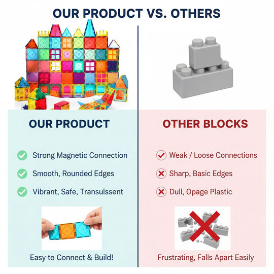 Magnetic Building Blocks - Kids Montessori - 60 Pieces