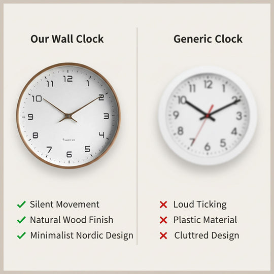 Wooden Wall Clock - Minimalist Design - Silent Movement