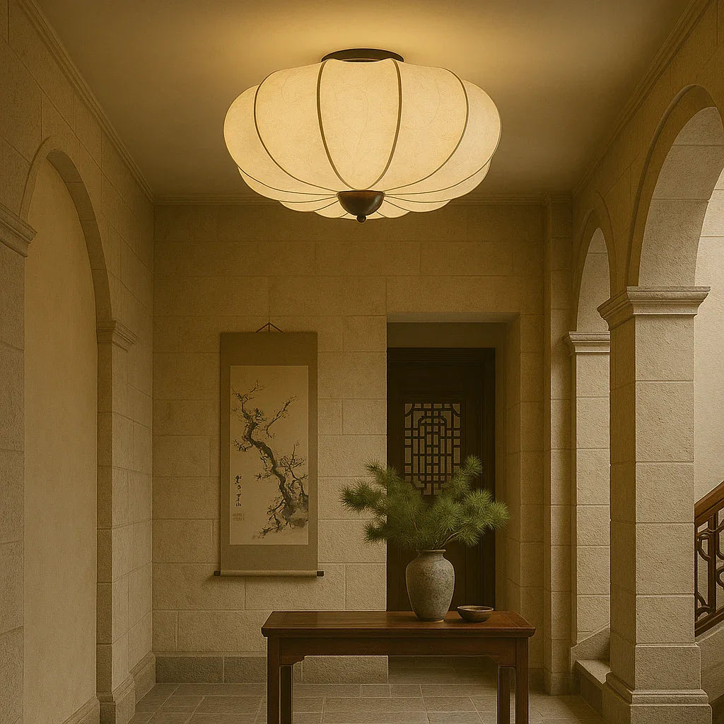 Ceiling Light - Silk Shade - Modern Design - Luvonic