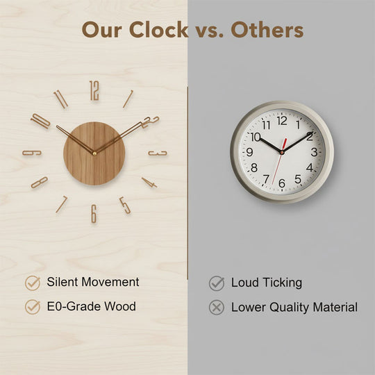 Wooden Wall Clock - Minimalist Design - Silent Movement