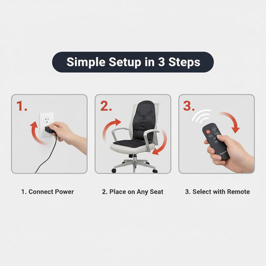 Heated Massage Cushion Pad - For Chair and Car Use - Vibrating Nodes