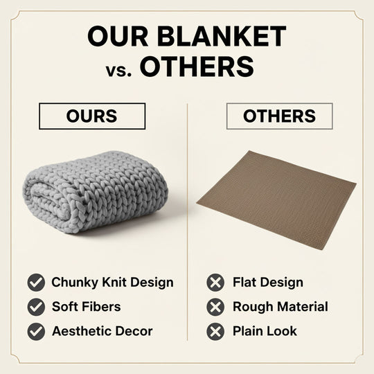 Chunky Knit Blanket - Soft Material - Decorative Design