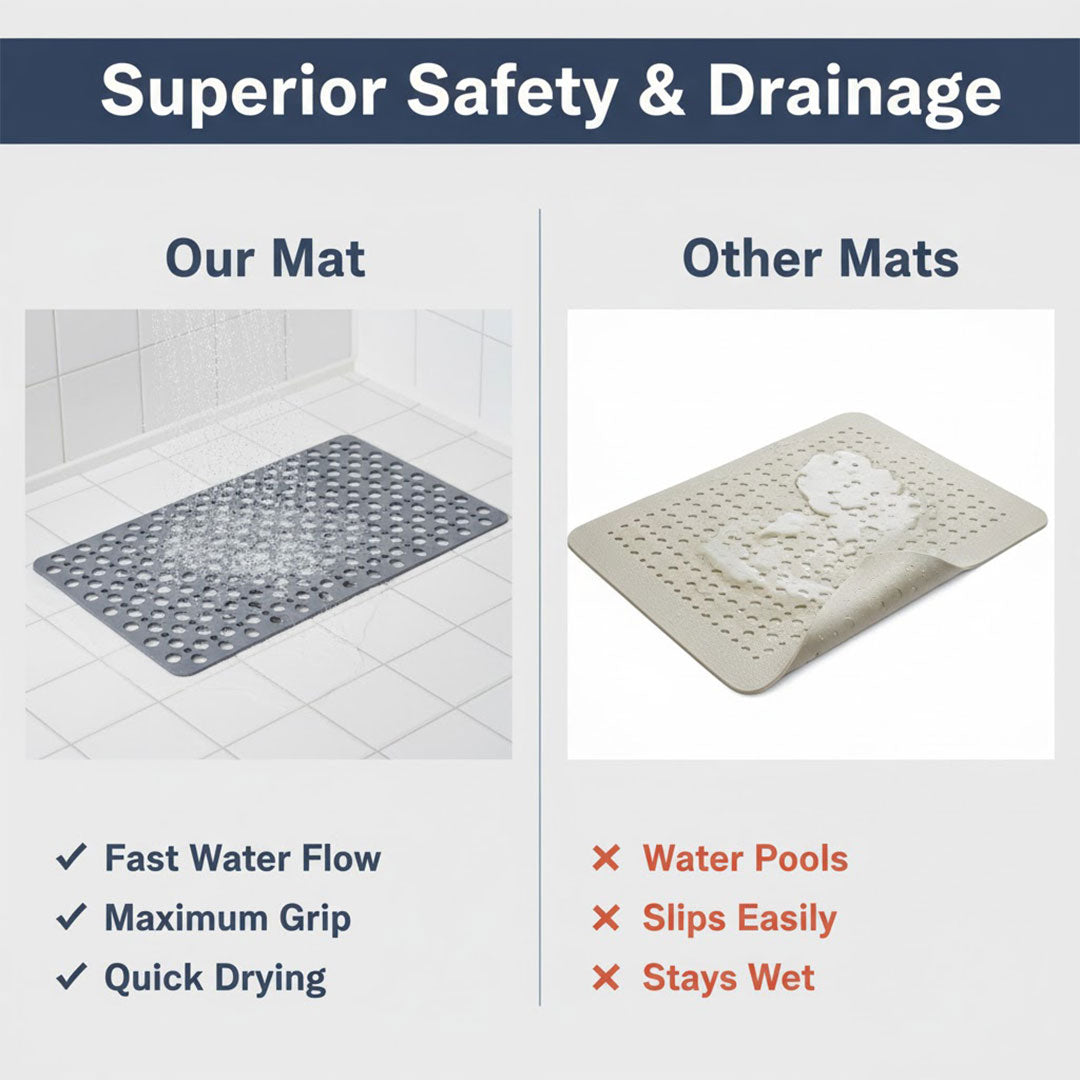 Non-Slip Shower Mat - Anti-Slip Design - Easy to Clean