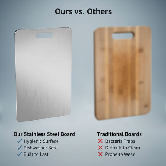 Stainless Steel Cutting Board - Hygienic Surface - Dishwasher Safe