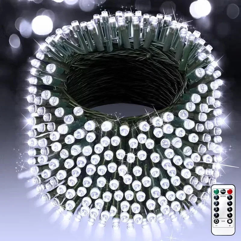 500 LED Outdoor Fairy Lights - Remote Control - Plug Powered