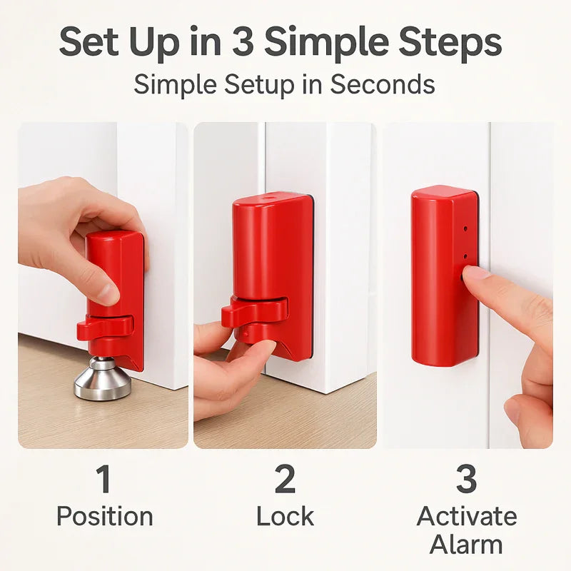 Portable Door Lock - Alarm Feature - Travel Use