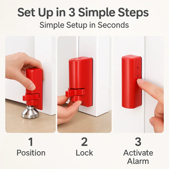 Portable Door Lock - Alarm Feature - Travel Use