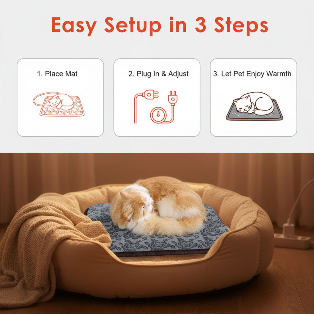 Pet Heating Mat - Adjustable Temperature - Waterproof Design