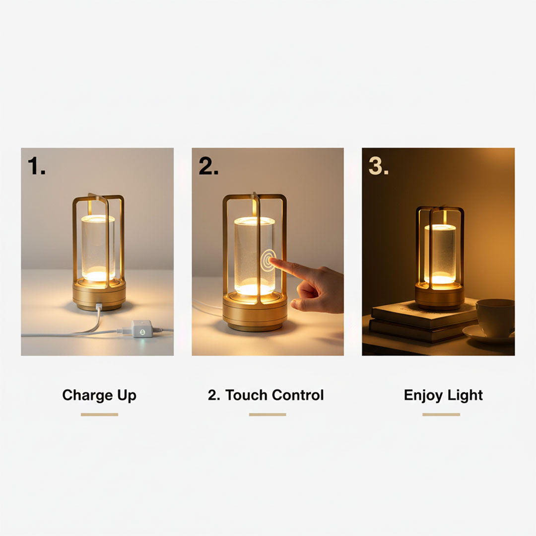 Cordless LED Lamp - Metal Design - Touch Control