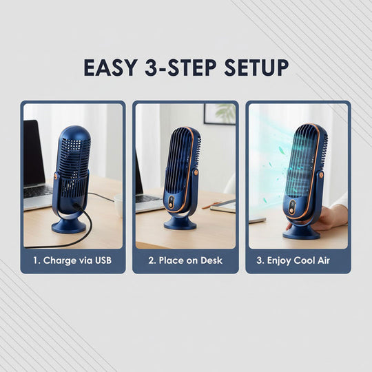 Portable Air Cooler - Desktop Fan - USB Rechargeable