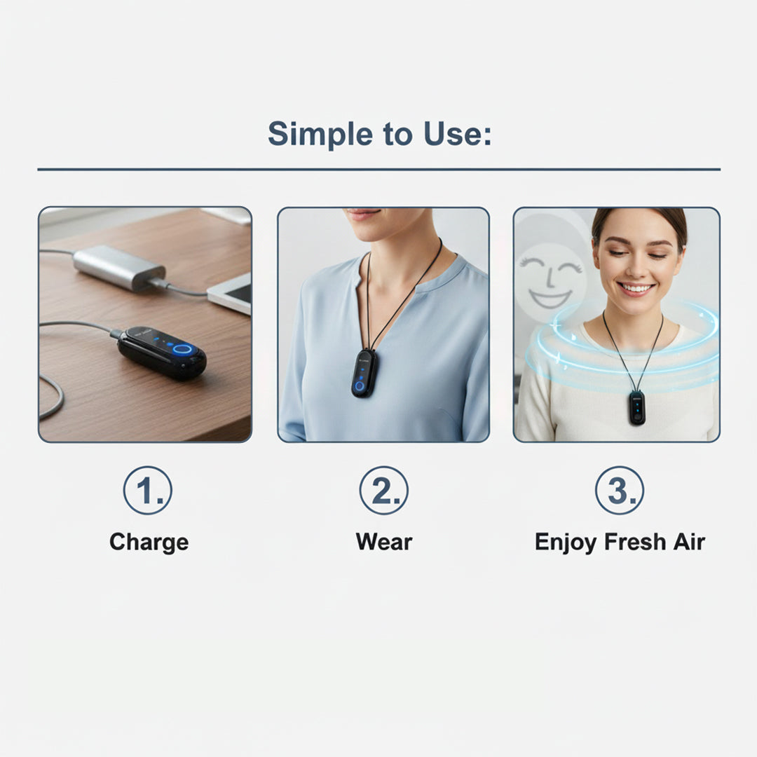 Personal Air Purifier - Wearable Necklace - USB Charging