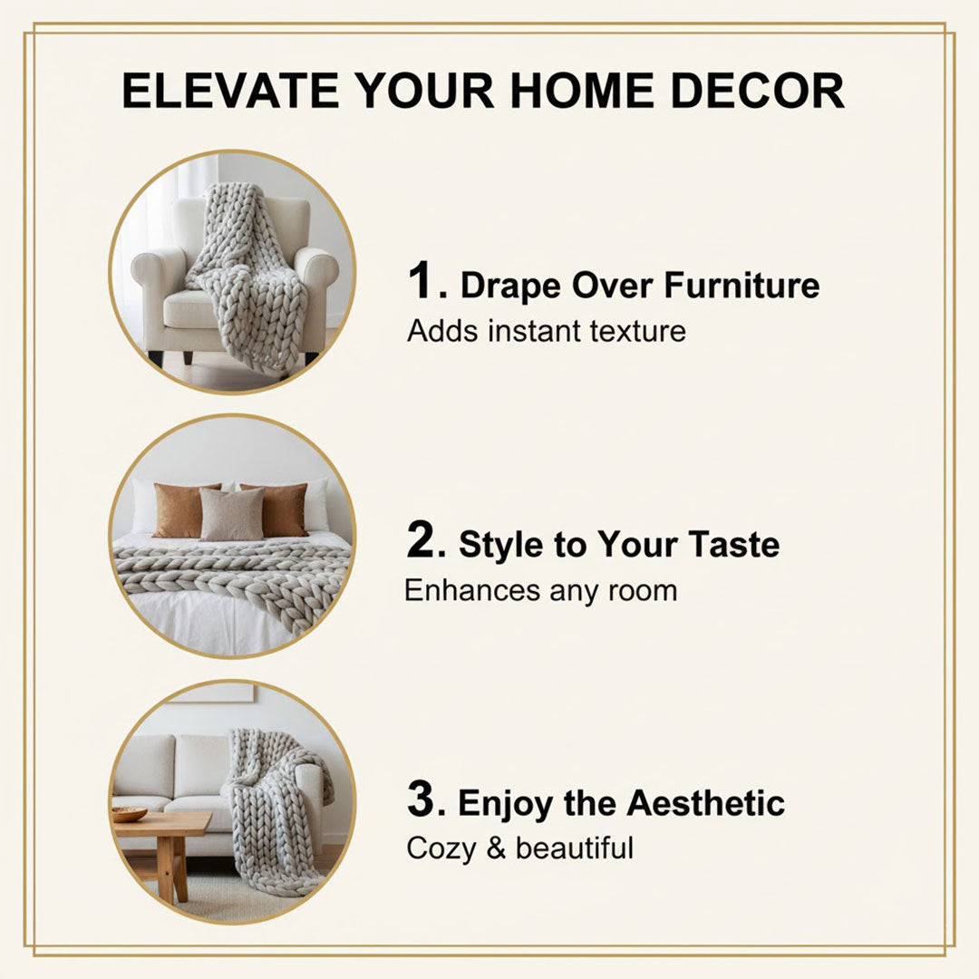 Chunky Knit Blanket - Soft Material - Decorative Design