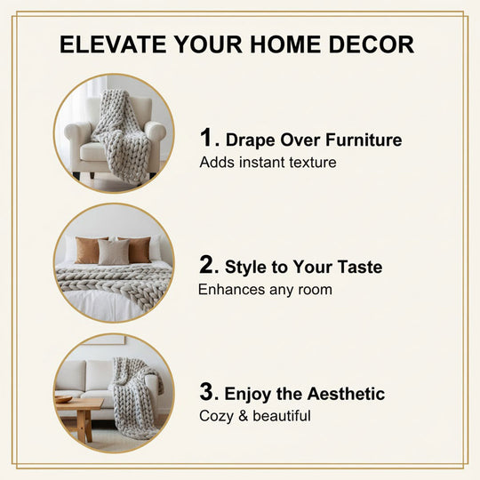 Chunky Knit Blanket - Soft Material - Decorative Design