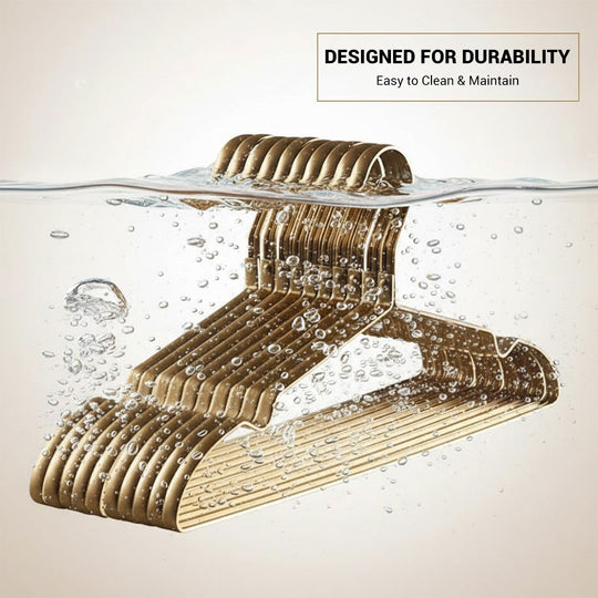 Anti-Slip Clothes Hangers - Velvet Coating - Gold and Silver Finish