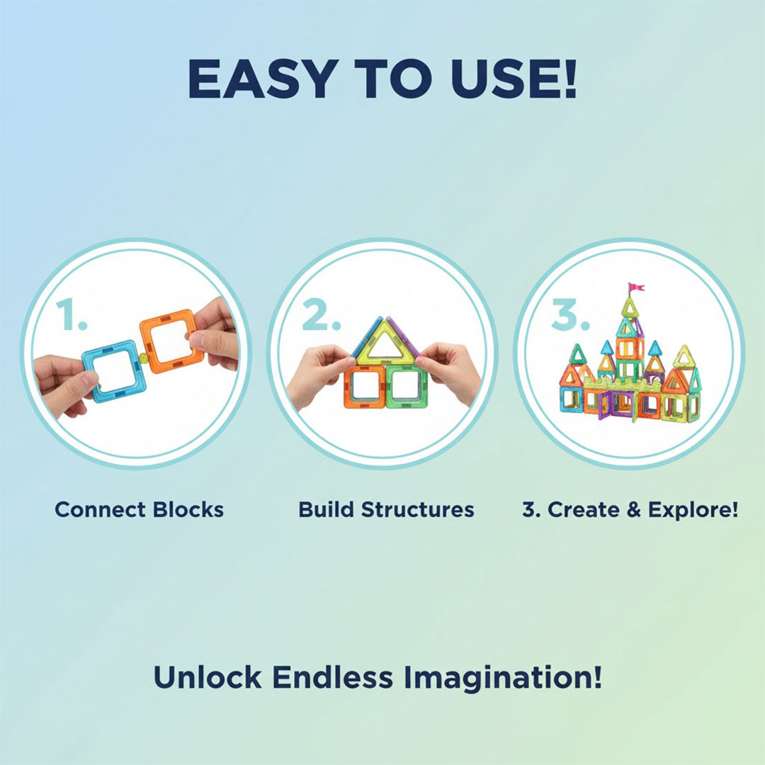 Magnetic Building Blocks - Kids Montessori - 60 Pieces