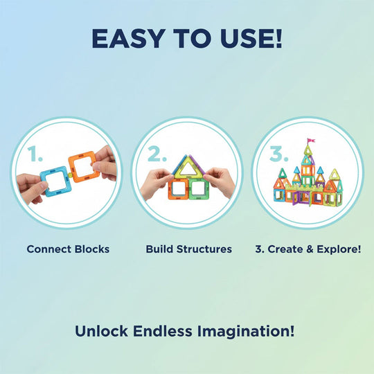 Magnetic Building Blocks - Kids Montessori - 60 Pieces