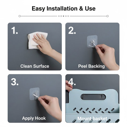 Wall-Mounted Laundry Basket - Foldable Design - Mesh Build