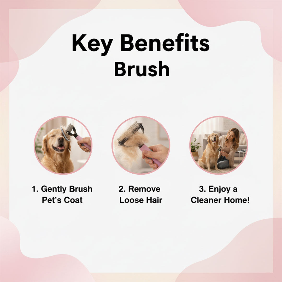 Pet Deshedding Brush - Gentle Grooming Tool - For Dogs and Cats