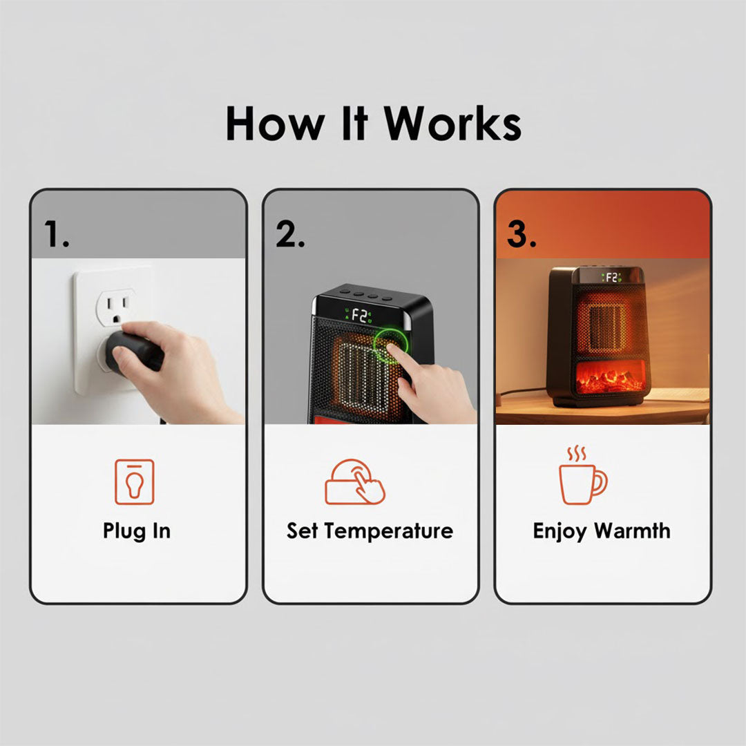 Electric Heater - Ceramic Element - Wall Plug