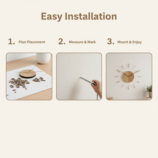 Wooden Wall Clock - Minimalist Design - Silent Movement