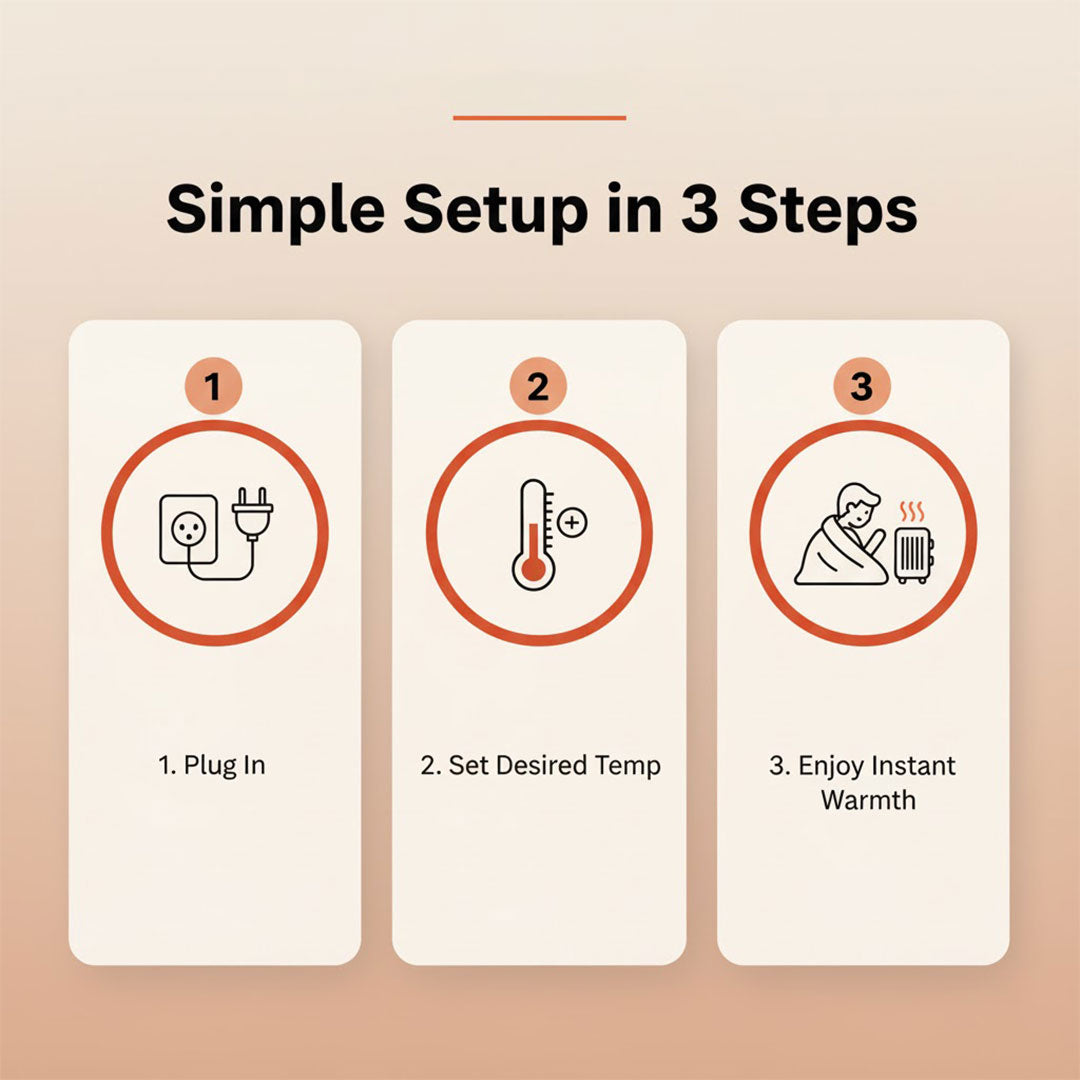 Portable Electric Heater with Adjustable Thermostat - Compact Heating Solution