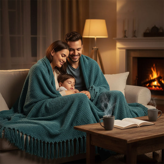 Merino-Style Blanket - Tassels - Acrylic Fabric