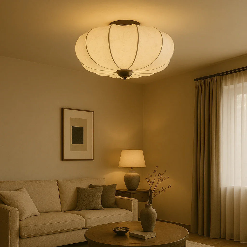 Ceiling Light - Silk Shade - Modern Design - Luvonic