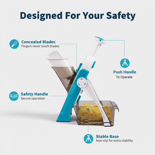 Vegetable Slicer - Interchangeable Blades - Safety Design