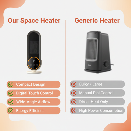 Space Heater - Compact Design - Digital Control