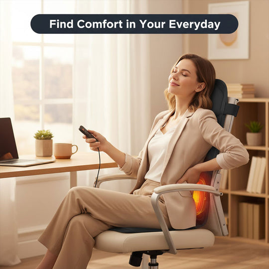 Heated Massage Cushion Pad - For Chair and Car Use - Vibrating Nodes