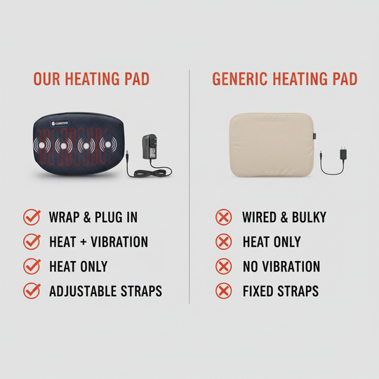 Heating Pad - Adjustable Strap - Vibration Support